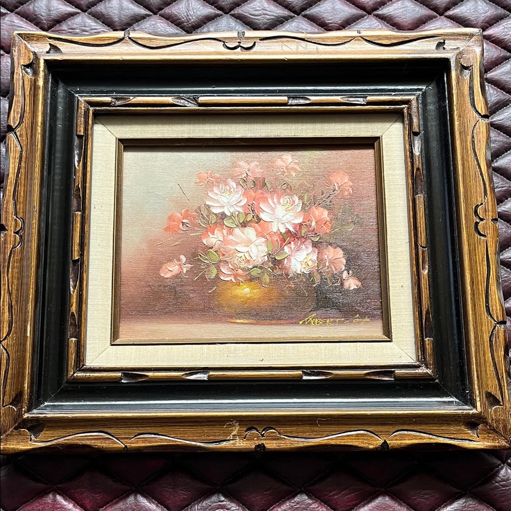 Floral Still Life Painting in Ornate Frame